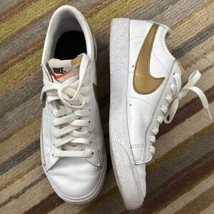 Nike Women's White and Gold Sneakers - great condition!